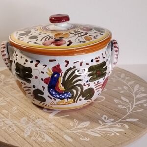 P-004 Vintage Handcrafted Ceramic Rooster Art Bowl